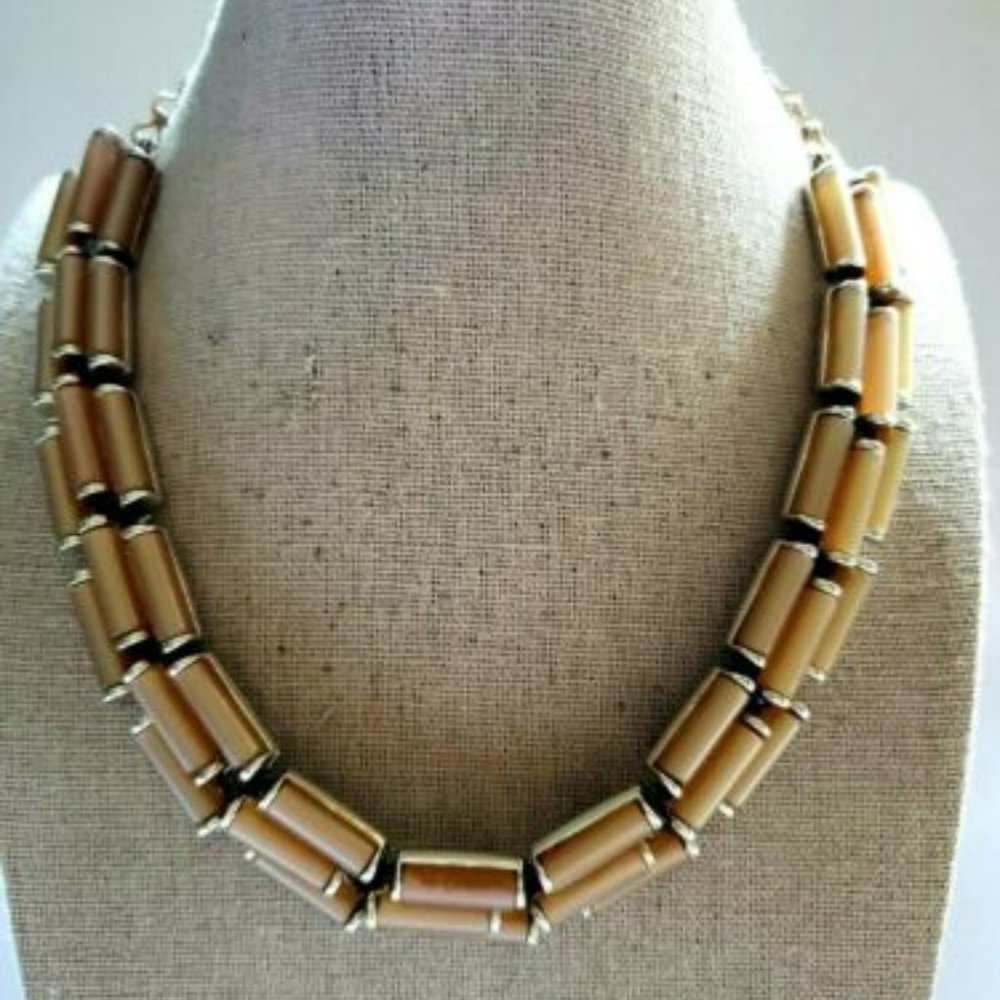 Vintage Charel Nude Peach Lucite Choker Deco Necklace